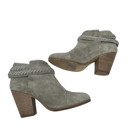 Rag & Bone 39 Suede Harrow Boot Strappy Braided Ankle Bootie Cimento Gray $498 - Picture 6 of 10
